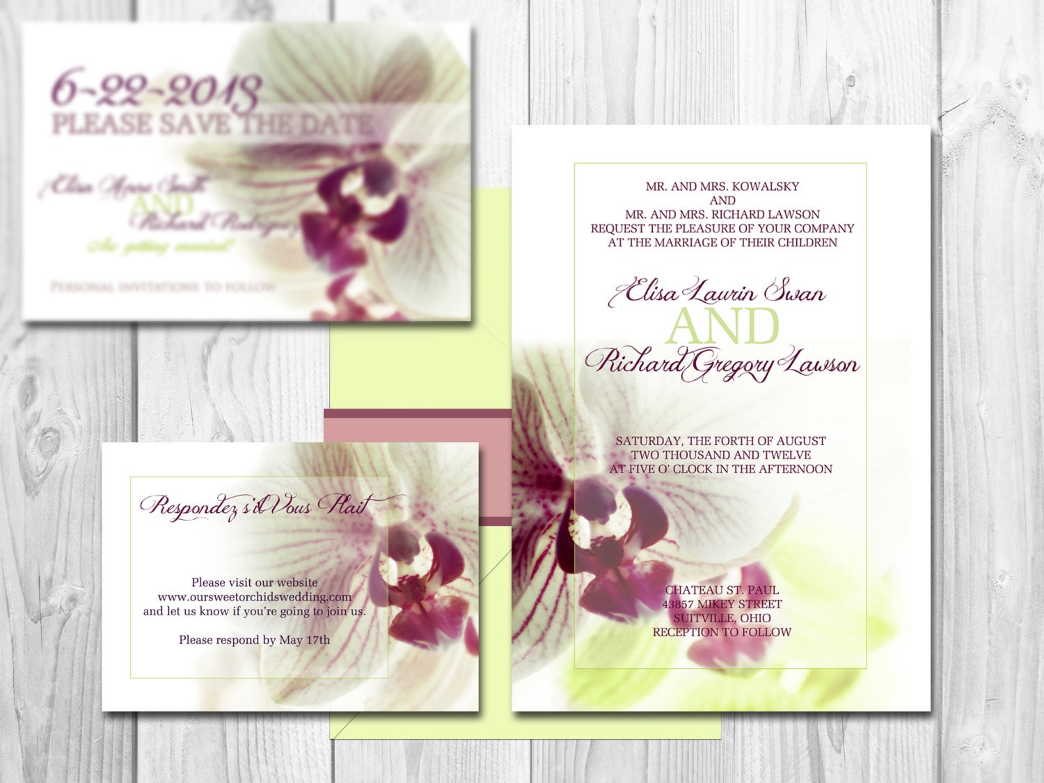 WEDDING INVITATIONS Orchid Flowers- Mesa Suite (Lavender Green Orchid)