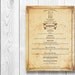 Wedding Menu vintage card - Printable or printed wedding menu
