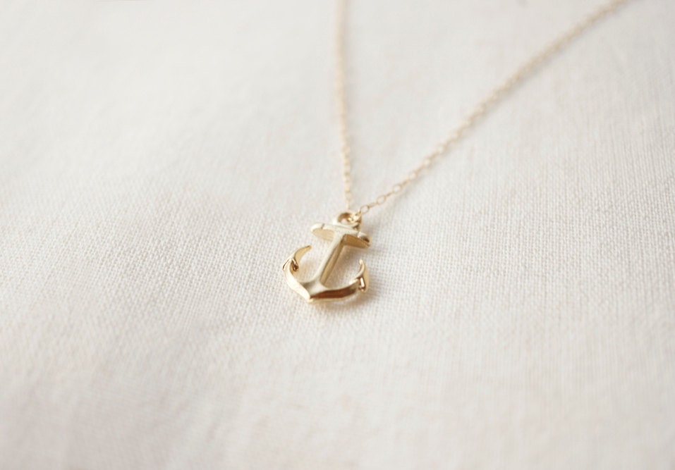 Little Anchor Necklace - 14K Gold Filled Chain // (Anchored)