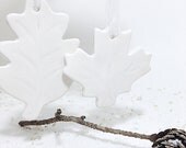 Porcelain Leaf Ornament Whimsical Woodland Elegant Christmas Tree Holiday Decor  READY TO SHIP