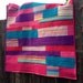 Geometric Patchwork Quilt Pink Plum Aqua Stripes, Lap Quilt