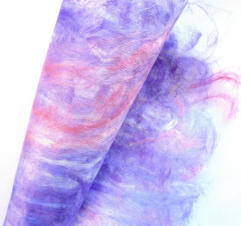 Silk Craft Paper for collage and textile crafts. Hand made silk paper. Lavender with Pink