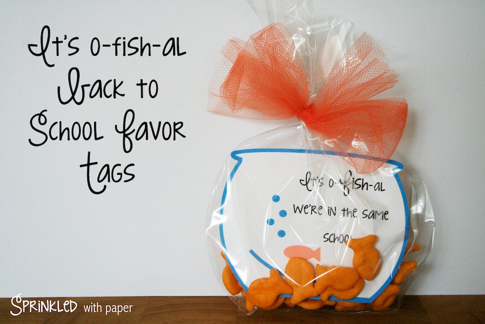 Fish Bowl- It's o-fish-al We're Back in School Printable Back to School Favor Tags