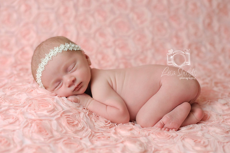 Beaded Baby Halo, Newborn Photo Prop, Baby Baptism Halo, Beaded Baby Headband, White Baby Girl Headband, White Pearl Halo, Newborn Size