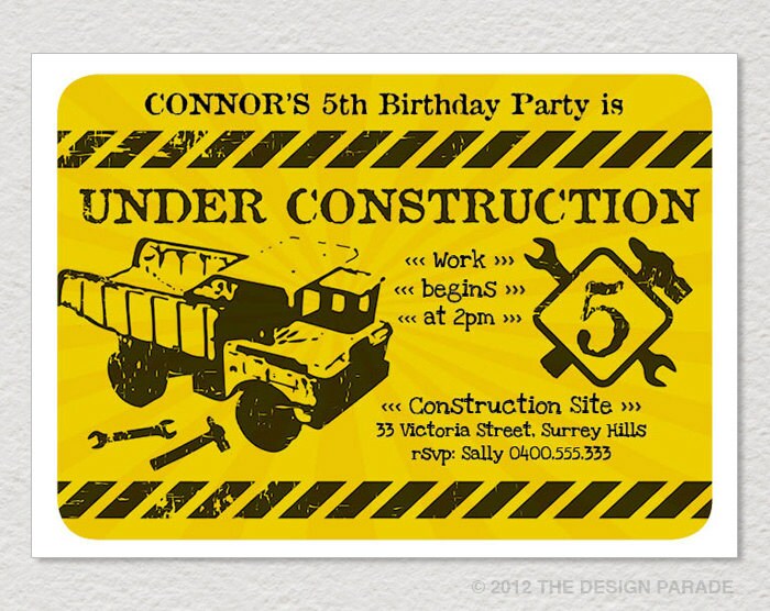 construction themed invitations