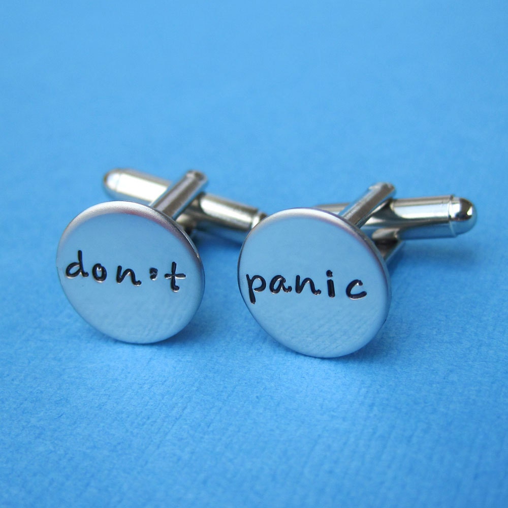 Don't Panic Cuff Links - Birthday Wedding Gift Groom Best Man Anniversary Graduation Gift Cufflinks