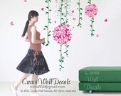 Vinyl wall decals tree wall sticker 2colors butterfly wall decal vine flower wall decals girl nursery -  butterfly floral ball Z108 cuma