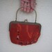 Nunofelted purse, Small bag, red orange hand crafted with flower, eco friendly, gift under 50