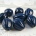Vintage Navy Blue Teardrop Beads Fluted Glass  ear Shape  10x8mm (8)