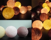 20 Mixed Vintage Romantic Tone Handmade Cotton Balls Fairy String Lights Party Patio Wedding Floor Table or Hanging Gift Home Decoration