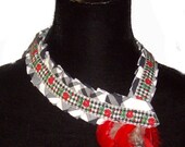 Necktie collar feather, red/ black/ white, upcycled, prototype