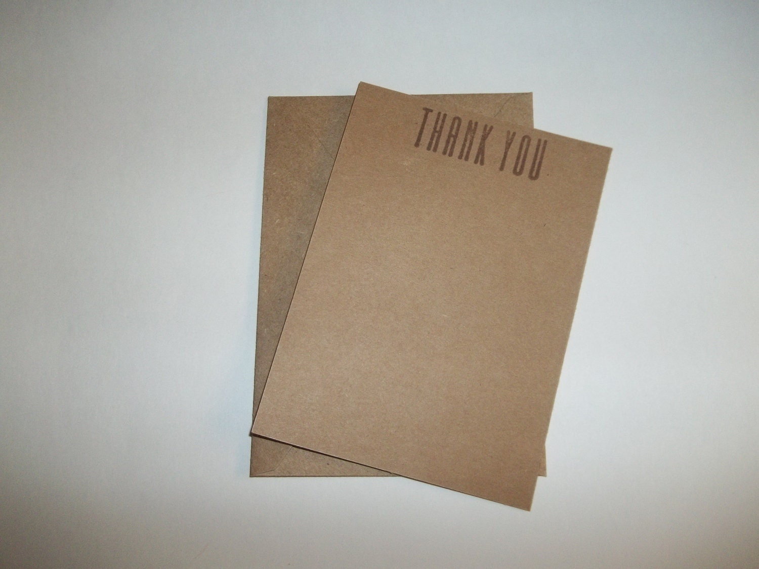 Wedding Thank you kraft flat  note cards personalized handstamped  vintage brown  Eco Friendly Shabby Chic rustic earthy