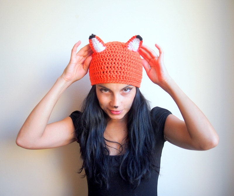 PDF crochet pattern - fox hat, beanie animal costume - DIY tutorial - Quick and easy gift - instant download