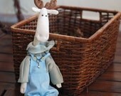 Thoughtful Elk. Keeper of the doors. Stuffed toy.