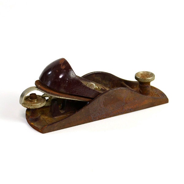 Stanley Wood Plane - Made In USA, Super Rusty, Heavy Patina Antique Carpenter Tool - Vintage Rustic Industrial Chic Home Decor