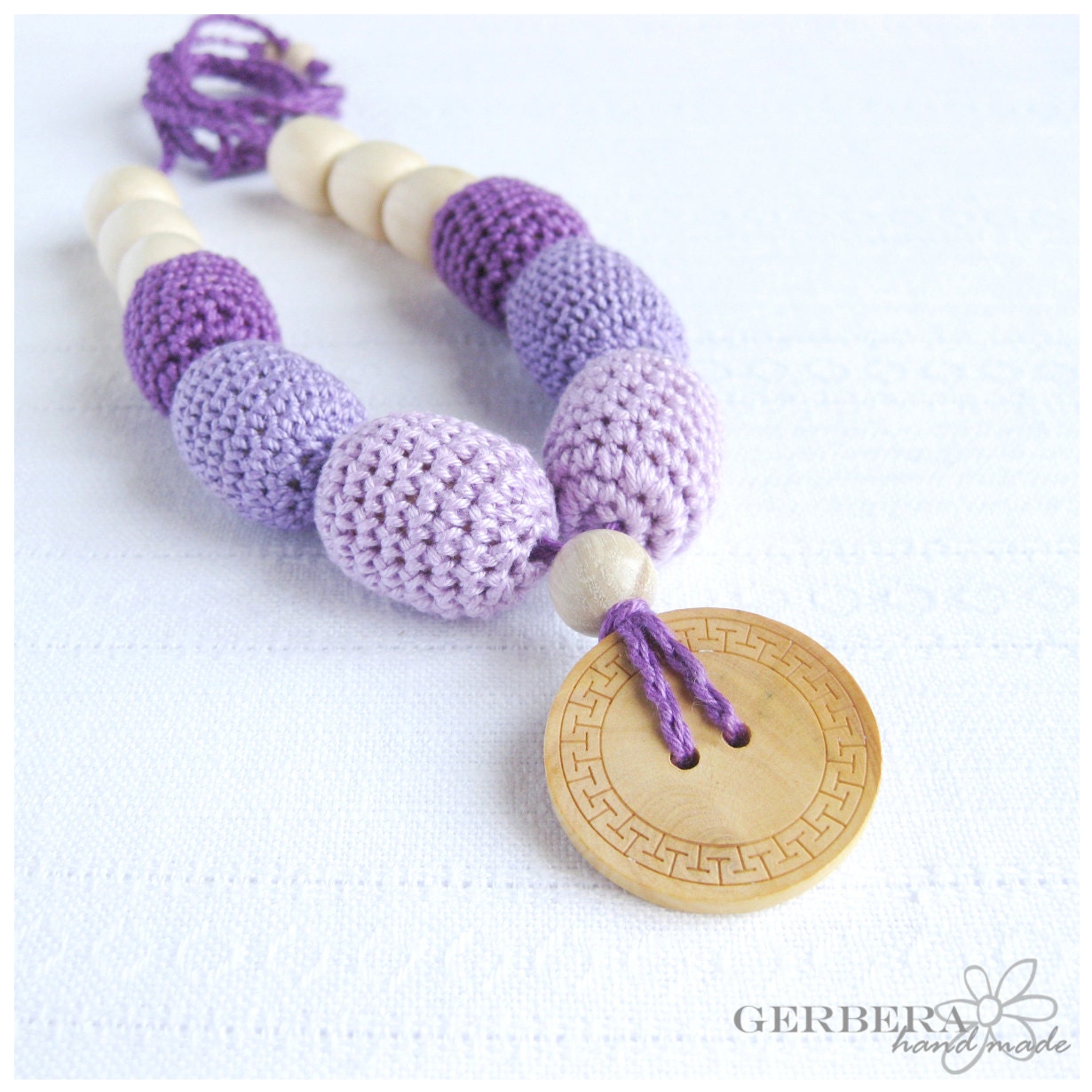 Nursing Teething  Necklace for breastfeeding mommy - Sling Accessory - lilac violet lavender  READY TO SHIP