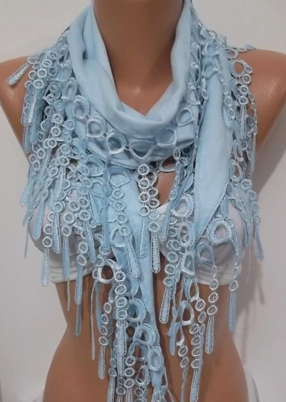Super Elegant Scarf It made with good quality PASHMINA fabric ...Sky Blue