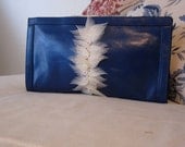 Upcycled Blue Clutch embellished with Teddy Bear eyelashes