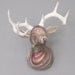 Paper Mache Faux Taxidermy - Pink Marble Buck Head