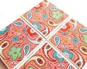 Paisley Coasters, Ceramic Tile Coaster, Pink Paisley Pattern, Paisley Pattern, Bandanna Print