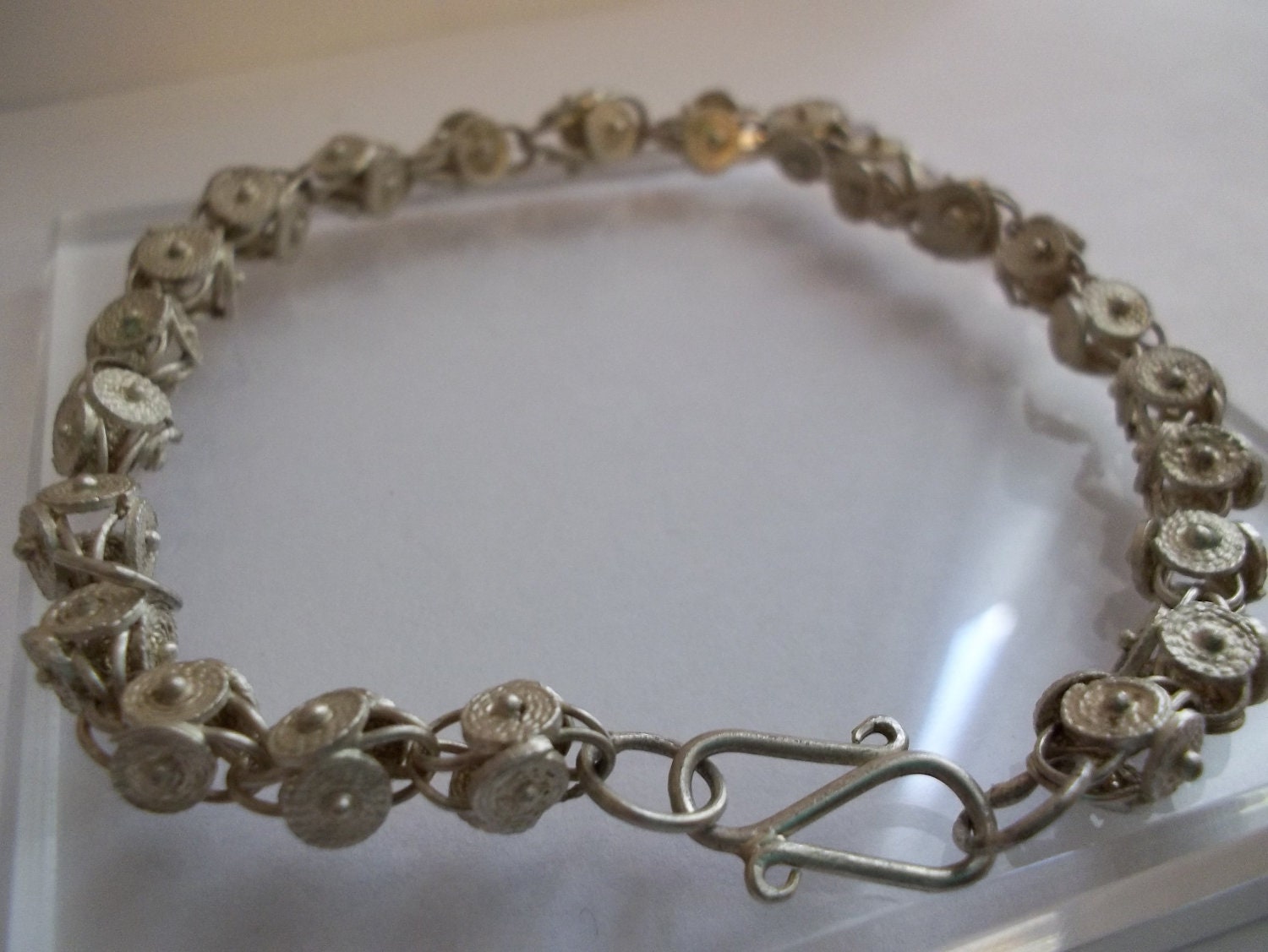 Vintage India Sterling Silver Link Bracelet/ Handmade in India Silver Bracelet/ Vintage Indian Jewelry/ Unique Silver Crafted Links BRACELET