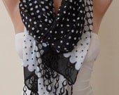New - Mother's Day Gift - Polka Dots - Black and White- Leopard - Silk - Chiffon with Trim Edge