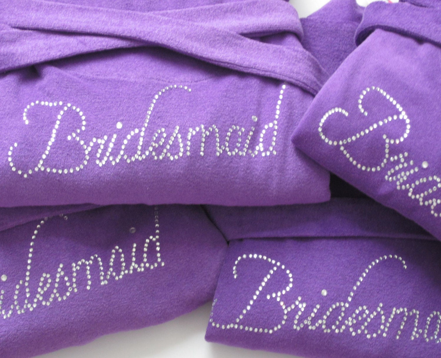 BIRDESMAID Gift, Personalized Gift for Bride, Maid of Honor, Flower Girl Dress, Bridal Gown, Purple Wedding Favors, Custom Robe