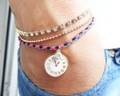 unique bracelets layered jewelry swarovski ball chain string bracelet clock charm watch best friend birthday turkish istanbul orange pink