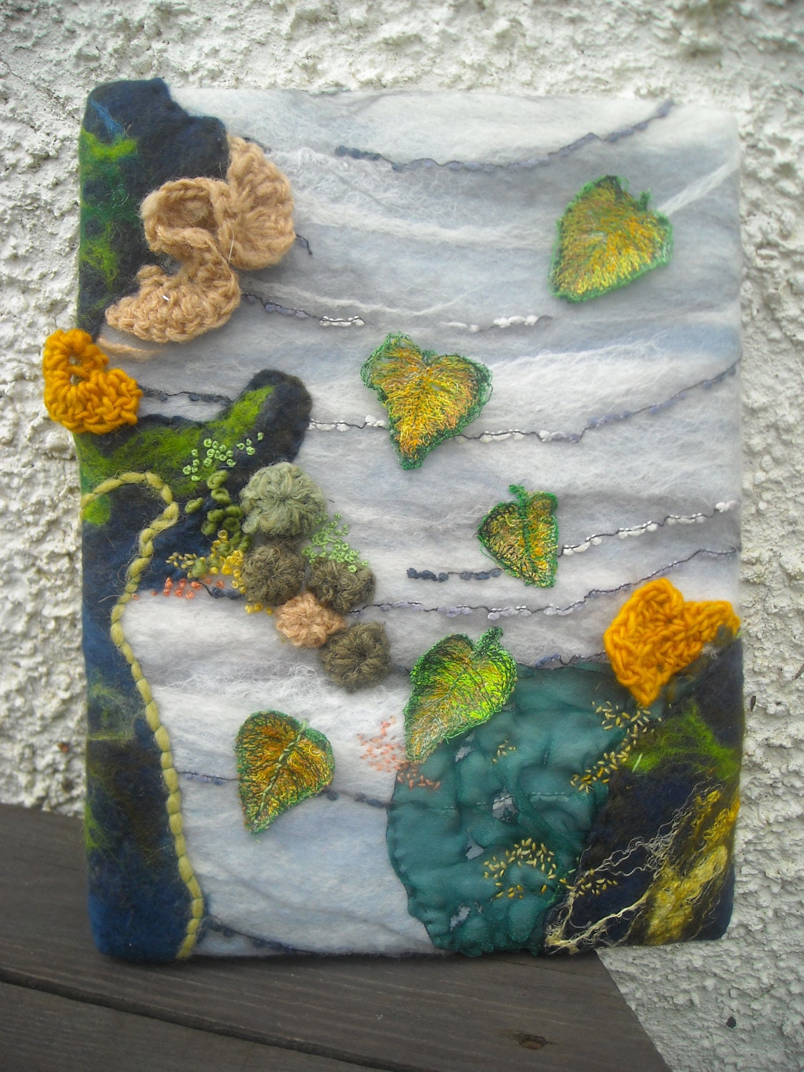 abstract tree silver birch, wet felted fibre art