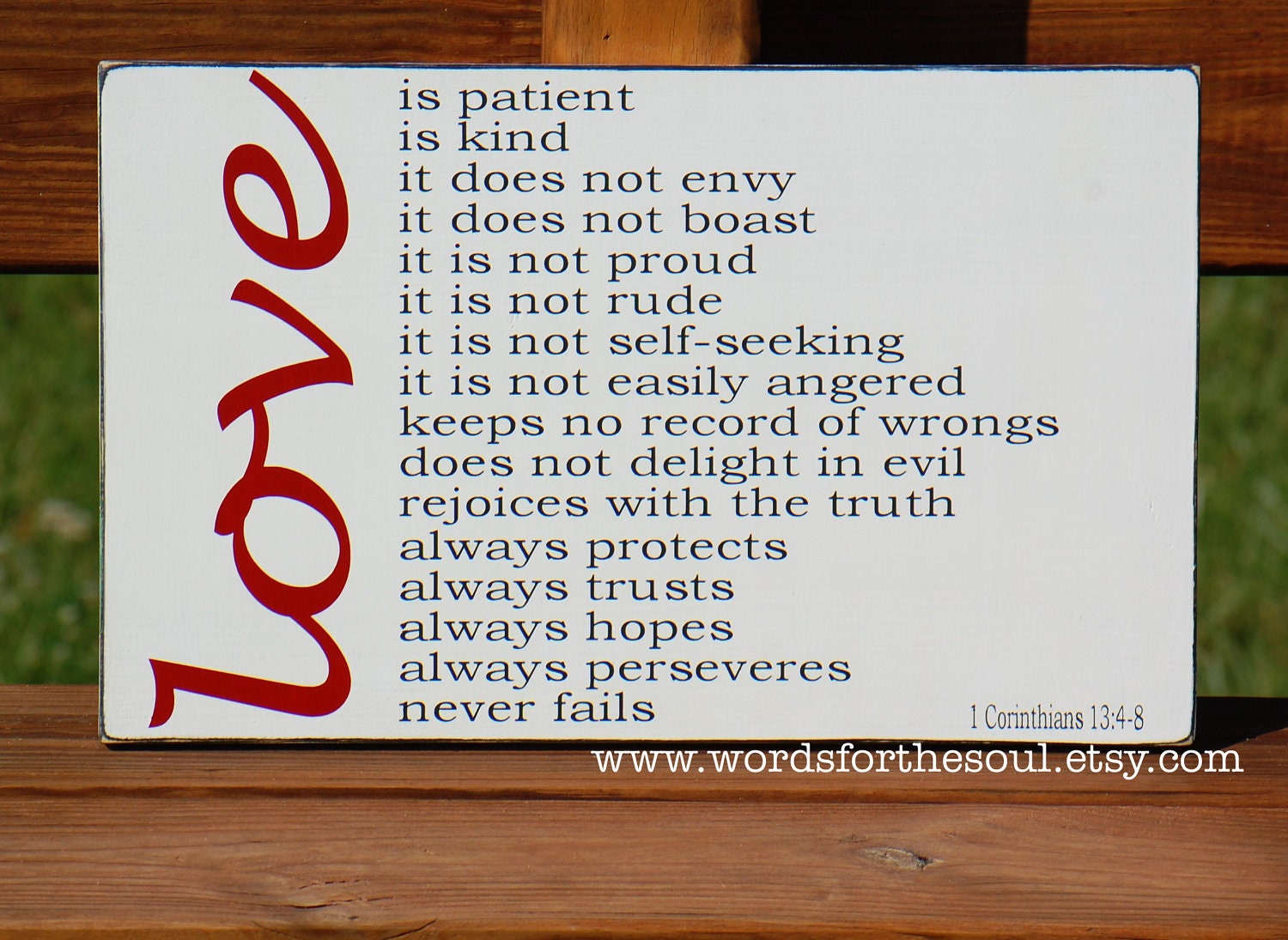 Love Is Patient 1 Corinthians 13:4-8 Christian Bible Subway Typography Scripture Art Wooden Sign Wedding