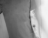 hipster black and white- tattoo pack- 8 temporary tattoos