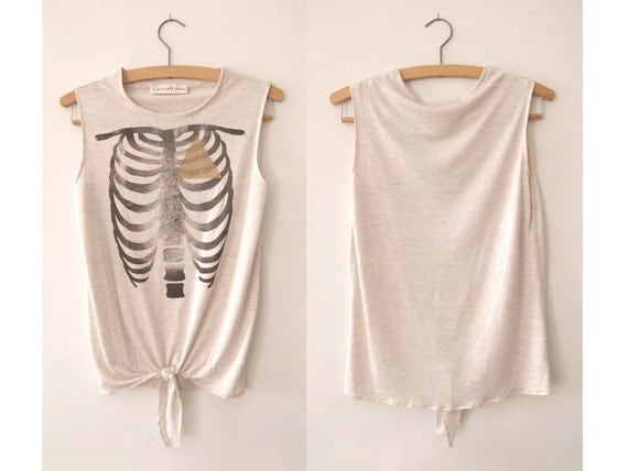 Geometry Of The Heart - Hand Printed Vest - Cream Marl Size Medium