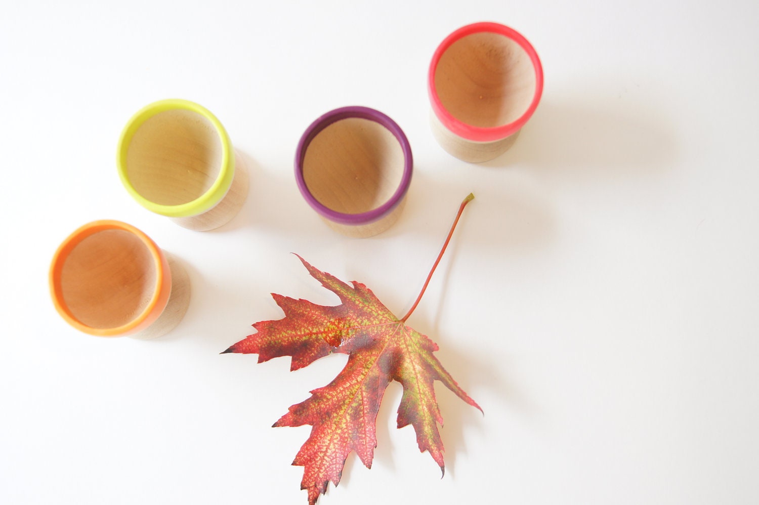Mini Planters set of 4, Neon Pink, Orange, Purple and Yellow, wedding favors, Spring Decor, As seen in Country Living
