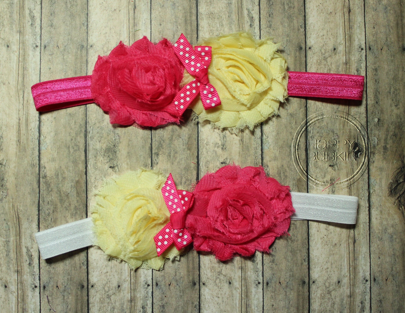 RASPBERRY LEMONADE Baby Girl Headband, Newborn Headband, Infant Headband, Toddler Headband, Shabby chic flower headband