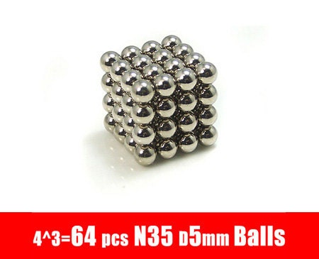 64pcs 5mm Balls Neodymium Rare Earth Magnets Neo Cube Magnet NeoCube Buckyballs N35
