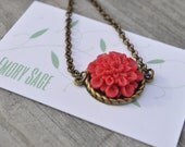 Chrysanthemum Necklace - Dark Pink