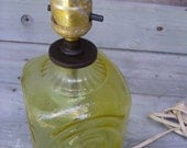 Retro modern yellow glass lamp, funky square lamp, Mid century lamp, vintage funky lighting