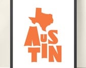 11x14 Austin Block Letters Wall Art Print