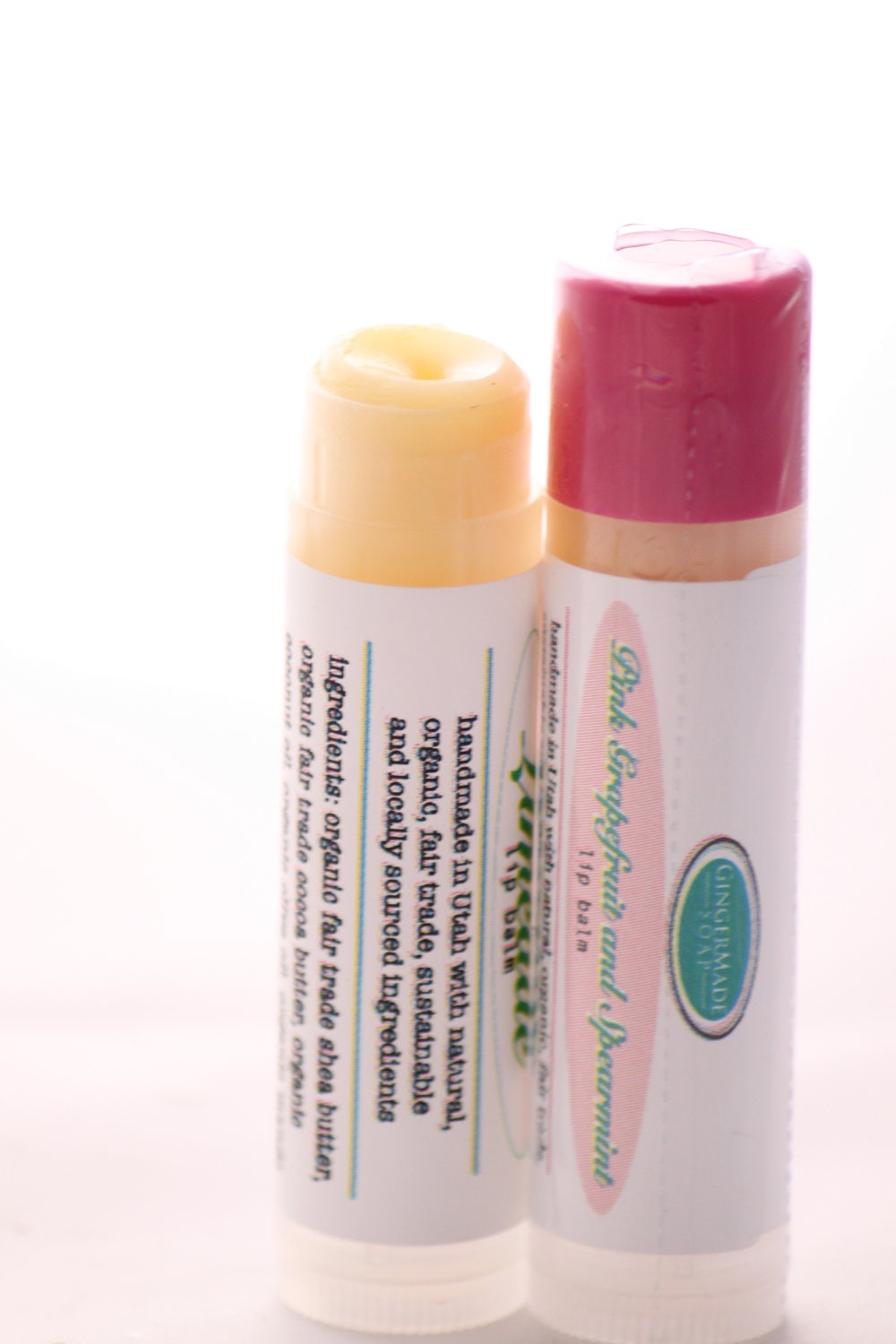 Pink Grapefruit and Spearmint Natural Lip Balm-Organic Shea and Mango Butter-Essential Oils-Made in Utah