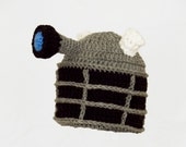 Dalek Hat from Doctor Who, Grey Exterminate Robot Crochet Beanie, send size choice baby - adult