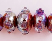 Item 3013 Silver glass blown hollows, set of 5 soft glass beads