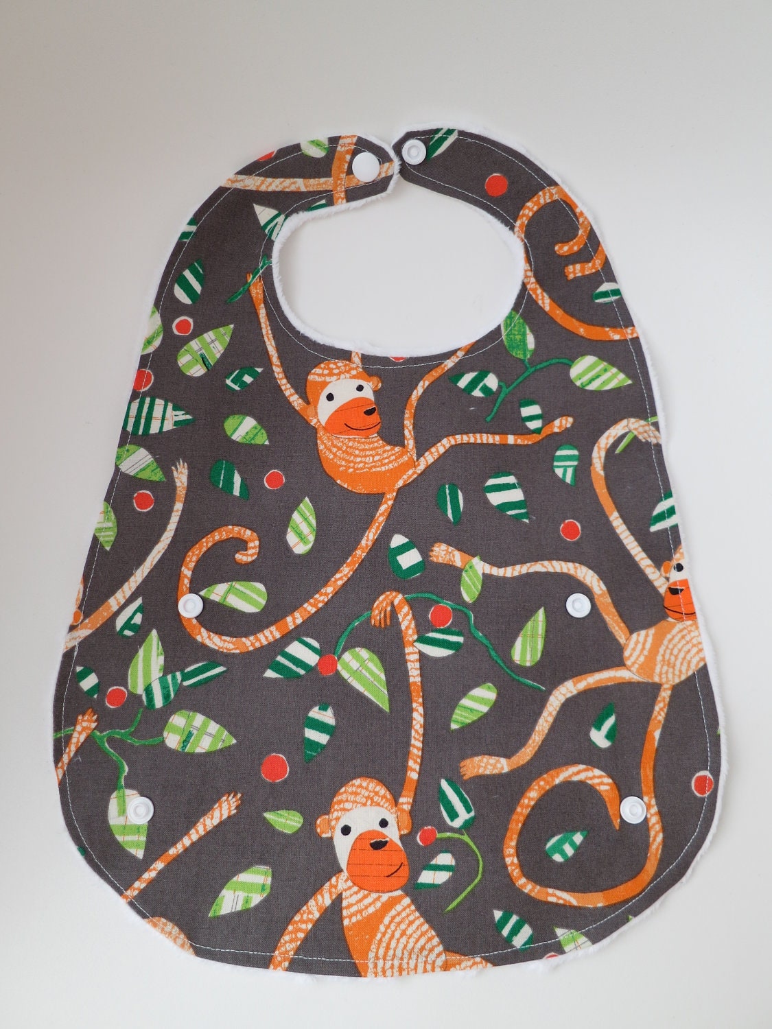 BIG bib - Monkeying Around Gray
