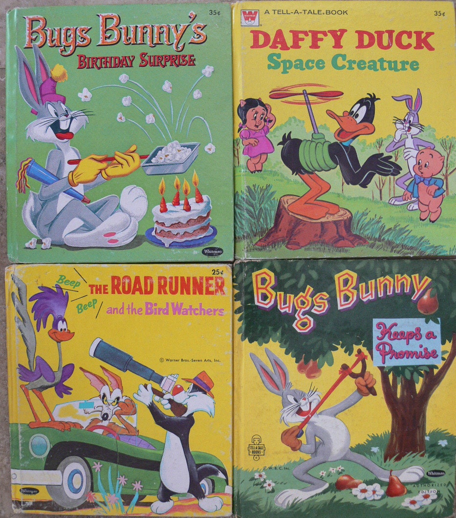 4 Vintage Whitman Tell a Tale Books Warner Bros. Bugs Bunny Daffy Duck Road Runner