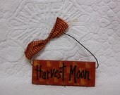 Fall Sign, "Harvest Moon" Wood Painted Mini Shelf Sitter Sign