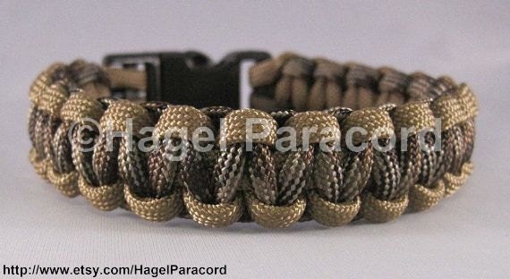 Brown Camo with Coyote Brown trim cobra weave paracord bracelet