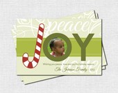 CHRISTMAS PHOTO CARDS Peace Love Joy Candy Cane Design (print your own) Personalized Holiday Printable