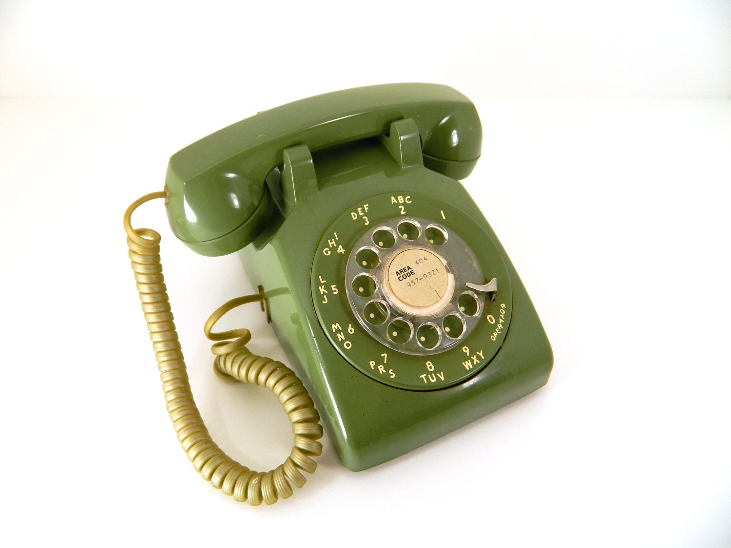 Vintage Avocado Green Rotary Phone Western Electric