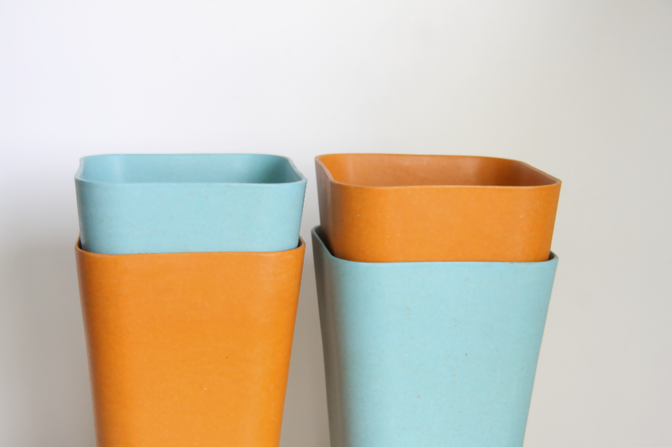 Vintage Set of drinking glasses - Kitchen - Cups - Eco Friendly - Orange and teal - SundayBazaar