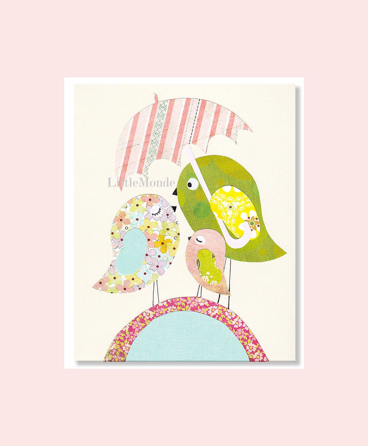 Baby Girl Nursery Art, NURSERY ART PRINT, Personalized Nursery Prints, 8x10 Nursery Print, Pastel Colors Nursery Art, Birds Nursery Print
