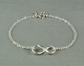 Forever LOVE, INFINITY Bracelet, Fine Silver Charm, Sterling Silver Double Chain, Pretty, Simple, Beautiful Bracelet